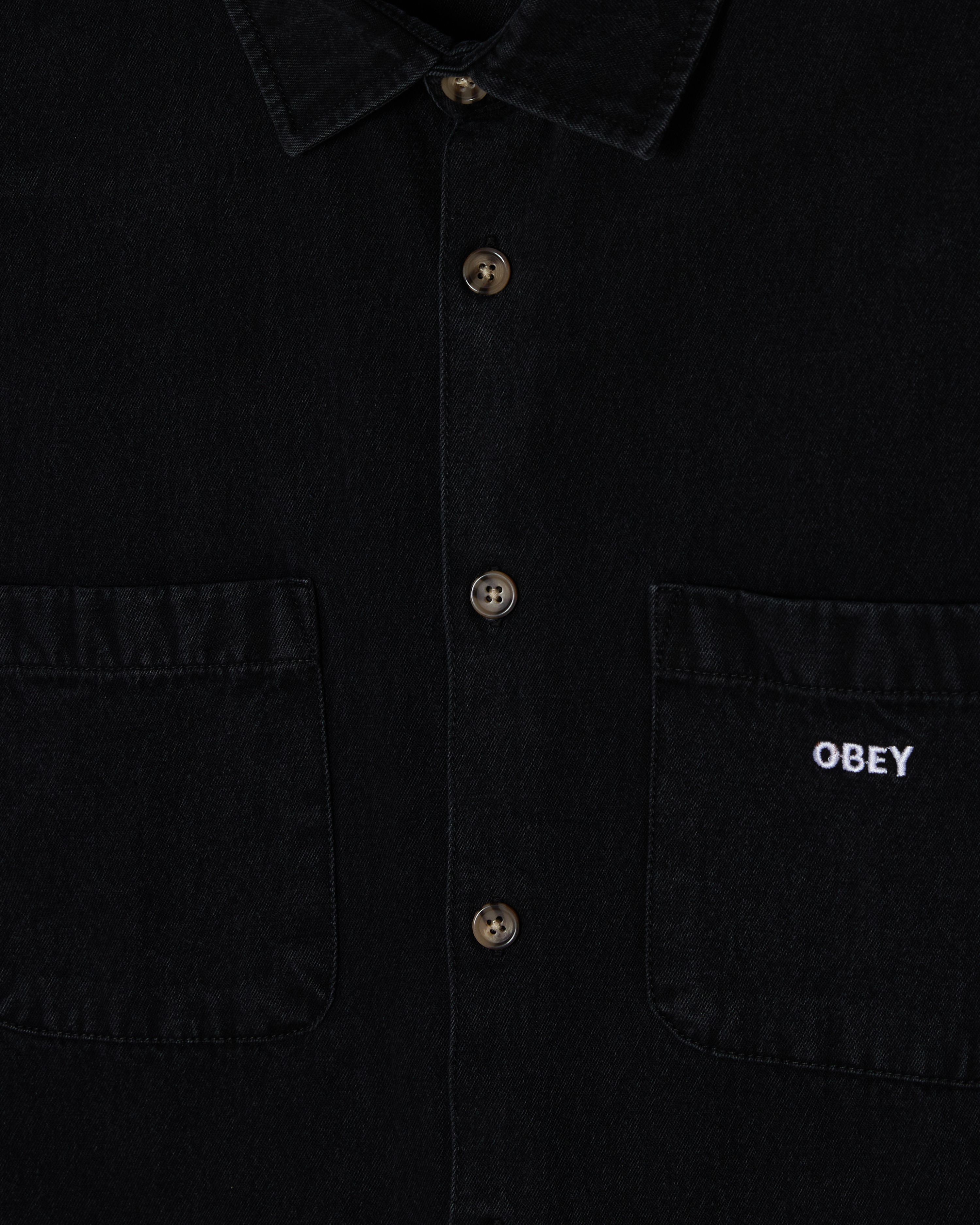 Obey Charlie Denim Woven Faded Black Herren Overshirt schwarz